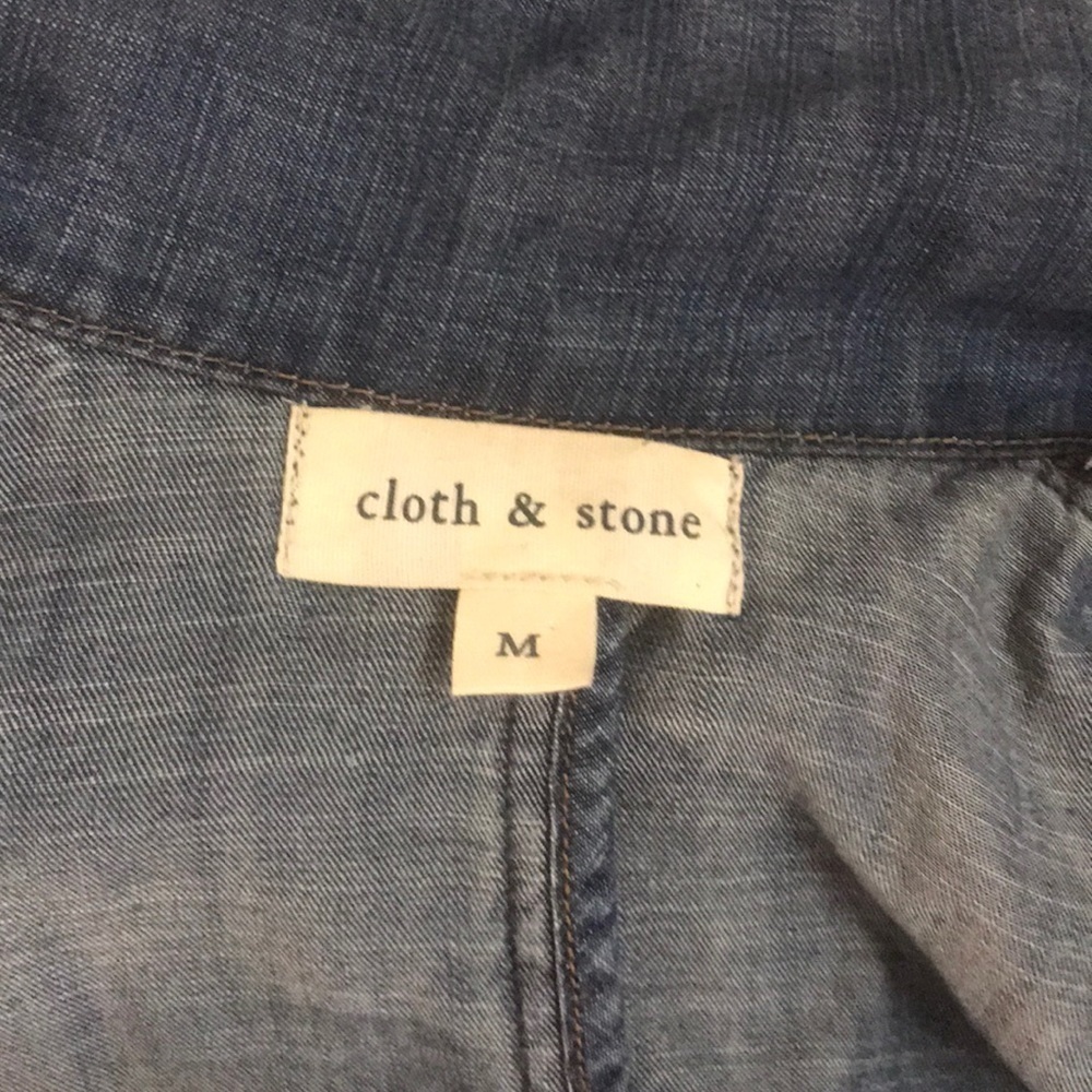 Anthropology Cloth and Stone denim trench chambray coat Sz M - Picture 4 of 8